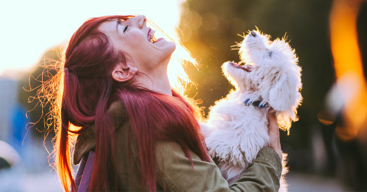 Happy woman with dog Happy woman with dog